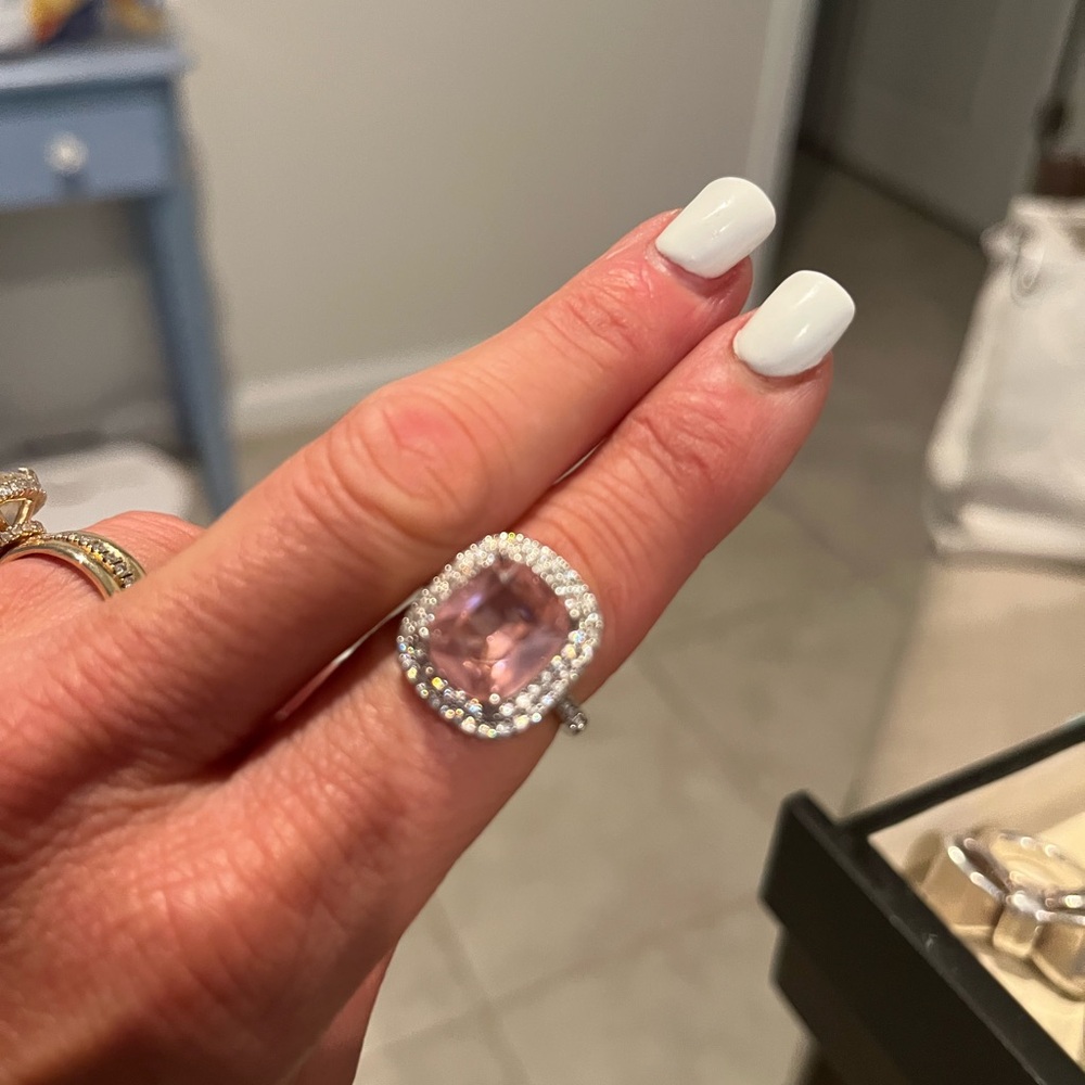 Vintage-Inspired Pink and Silver Cocktail Ring